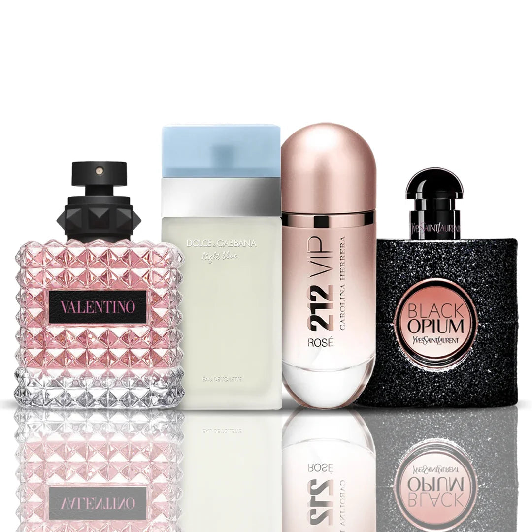 Zestaw 4 Perfum | Valentino Donna + Light Blue + 212 VIP Rosé + Black Opium